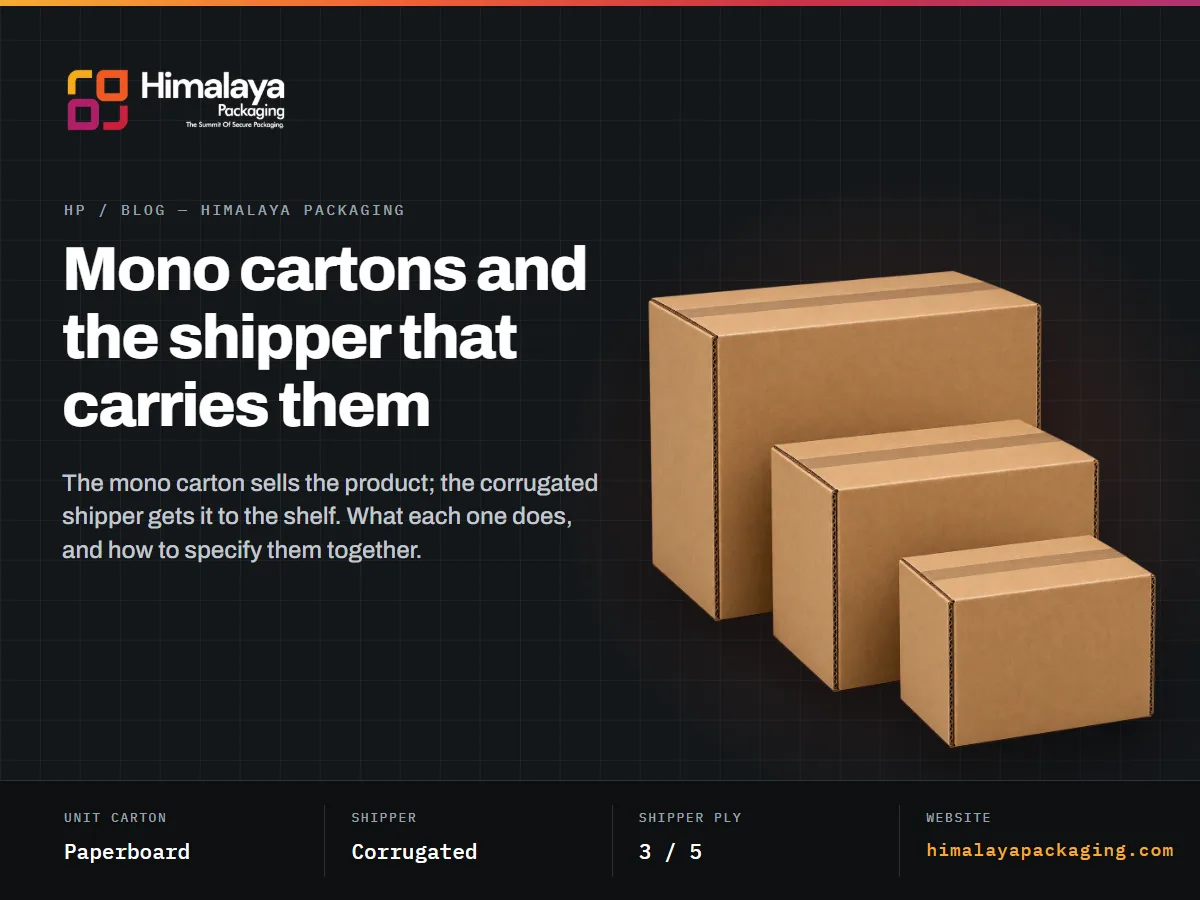 Corrugated shipper cartons with the article title about mono cartons